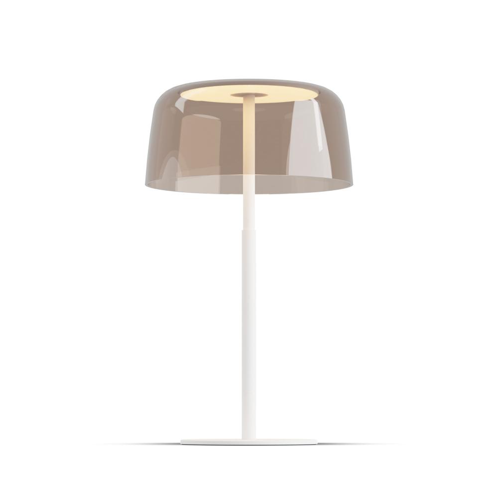 Koncept Lighting YUT-SW-MWT+STEA Yurei Table Lamp (Matte White) with 14" Acrylic Shade, Tea